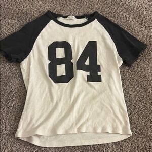 Brandy Melville Black and White Raglan Tee